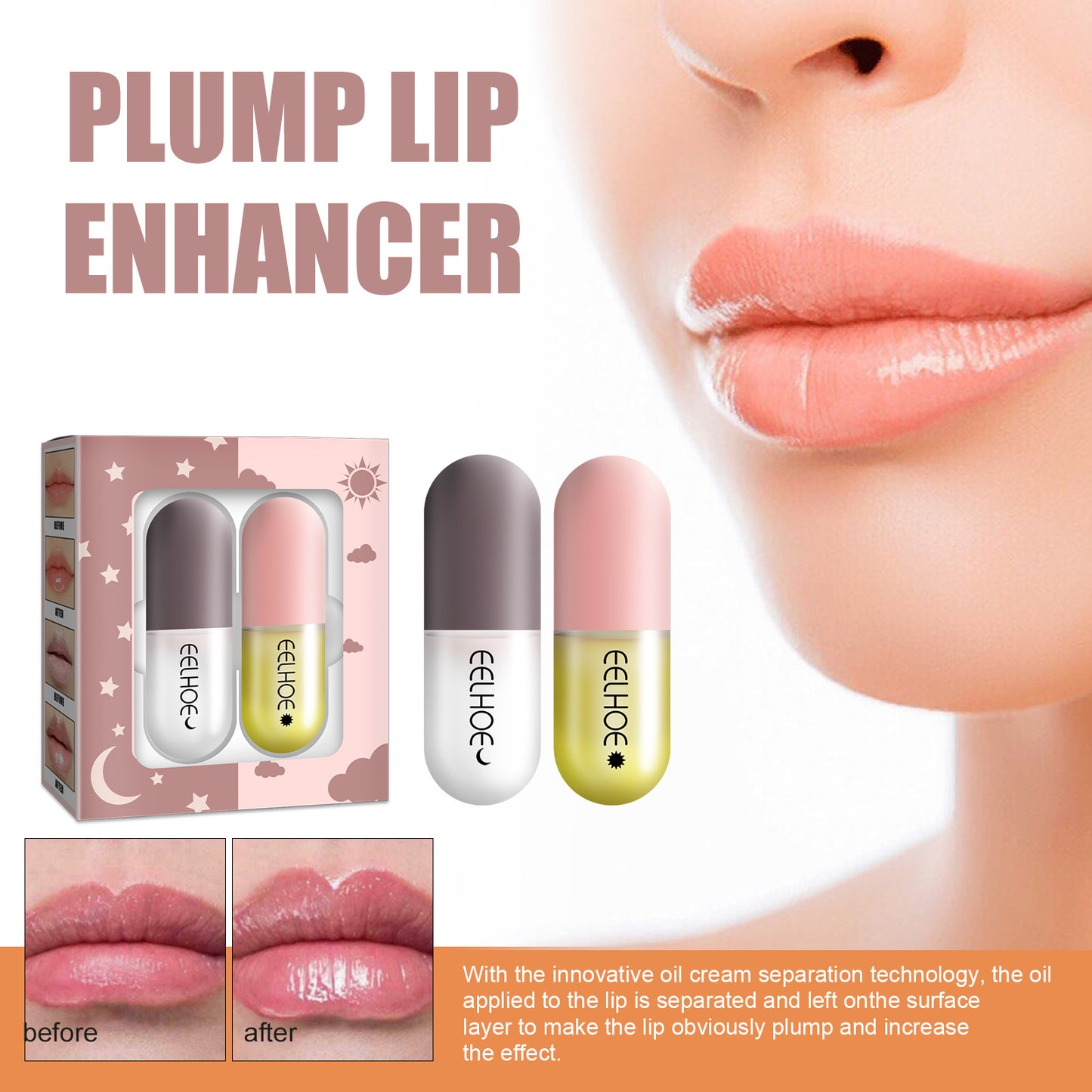 EELHOE Day And Night Lip plumper and Moisturizing Capsule